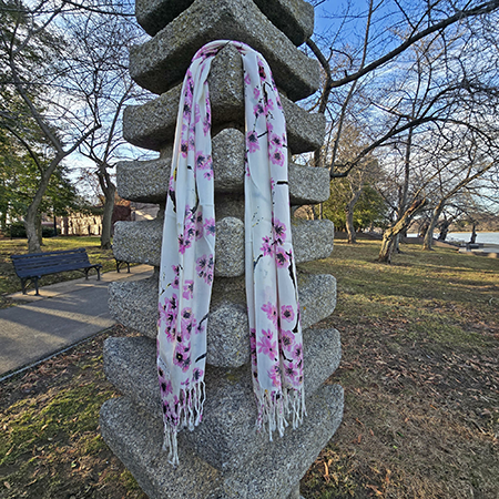 Hand Made Cherry Blossom Wool Scarf